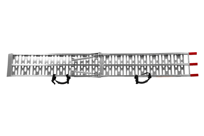 UNITRAILER ALR003 opklapbare aluminium oprijplaten voor aanhangers 221 cm 680 kg met riem en steun, set van 2