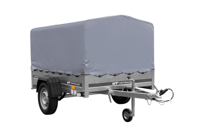 Remorque à un essieu sur ressorts 200x125 UNITRAILER GARDEN 201/R KIPP avec châssis H-800 et bâche grise