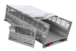 Lichte aanhanger op veren 264x150 UNITRAILER GARDEN 265/R KIPP met gaaswanden, H-0 frame en grijze afdekking