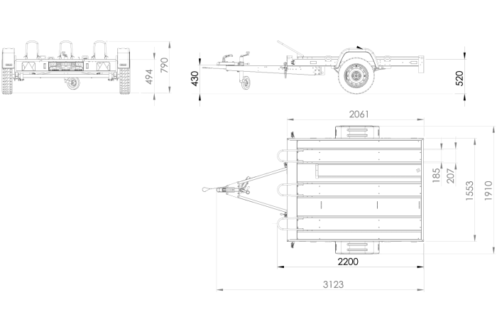 Motorfietsaanhanger 220x155 UNITRAILER MOTO 3 Spring