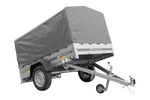 Enkelassige aanhanger 200x125 UNITRAILER GARDEN 201 KIPP met H-800 frame en grijze afdekking