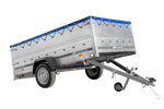 Remorque à essieu simple 264x150 UNITRAILER GARDEN 265 KIPP avec ridelles BIS, châssis H-0 et bâche bleue