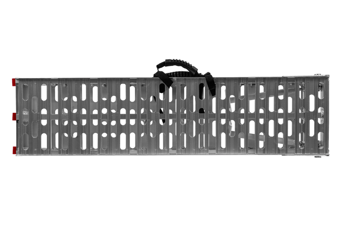 UNITRAILER ALR003 opklapbare aluminium oprijplaten voor aanhangers 221 cm 680 kg met riem en steun, set van 2