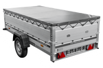 Remorque à un essieu avec ridelles en aluminium 264x125 Unitrailer Garden 264 KIPP ALU avec ridelles BIS, châssis H-0 et bâche grise