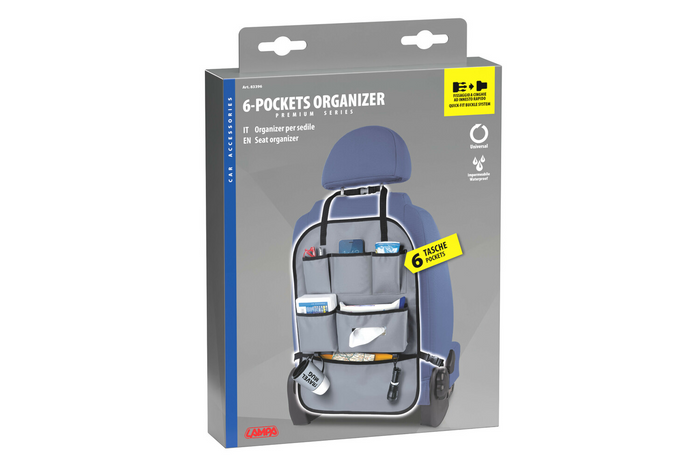 Organiseur de siège de voiture LAMPA Premium, 6 poches 41x60cm
