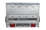 Autotransportaanhanger op veren 230x125 UNITRAILER FORCE 230/R KIPP met BIS-zijwanden, H-0 frame en grijze afdekking