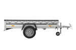Remorque à un essieu avec côtés en aluminium 230x125 Unitrailer Garden 230 KIPP ALU avec châssis H-0 et bâche grise