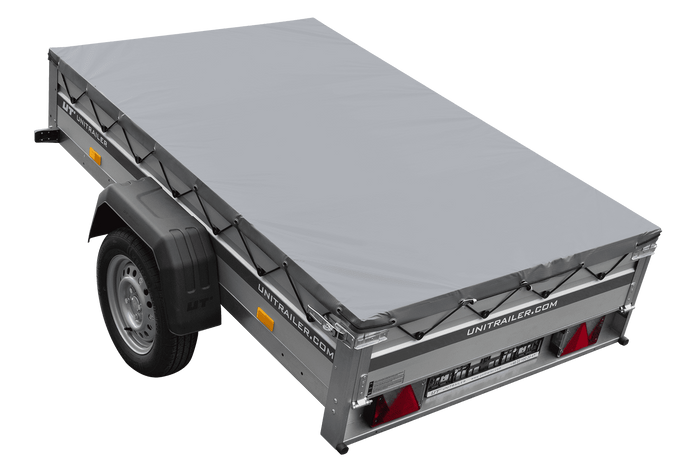 Remorque à un essieu avec côtés en aluminium 200x125 Unitrailer Garden 201 KIPP ALU avec châssis H-0 et bâche grise
