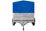 Lichte aanhanger 264x150 UNITRAILER GARDEN 265/2 KIPP met BIS-zijwanden, H-800 frame en blauwe afdekking