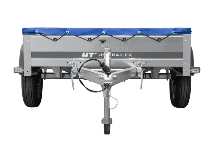 Autoaanhanger 200x125 UNITRAILER GARDEN 201 KIPP met H-0 frame en blauwe hoes