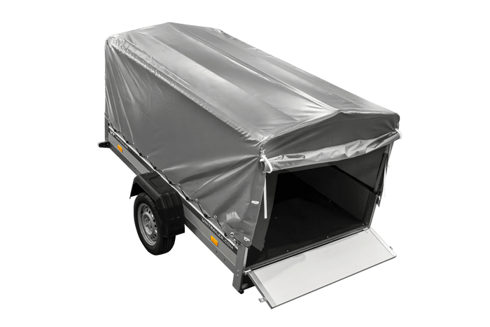 Remorque à un essieu avec côtés en aluminium 230x125 Unitrailer Garden 230 KIPP ALU avec châssis H-800 et bâche grise