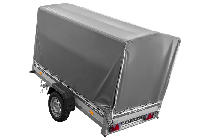 Remorque porte-voitures à côtés en aluminium 230x125 Unitrailer Garden 230 KIPP ALU avec châssis H1100 et bâche grise