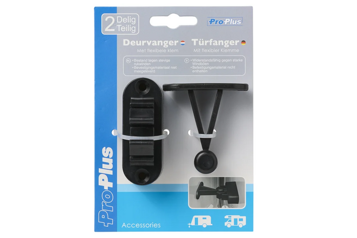Loquet, poignée de porte de caravane ou de camping-car ProPlus 362622V02BK, poignée à ressort noire pour maintenir la porte