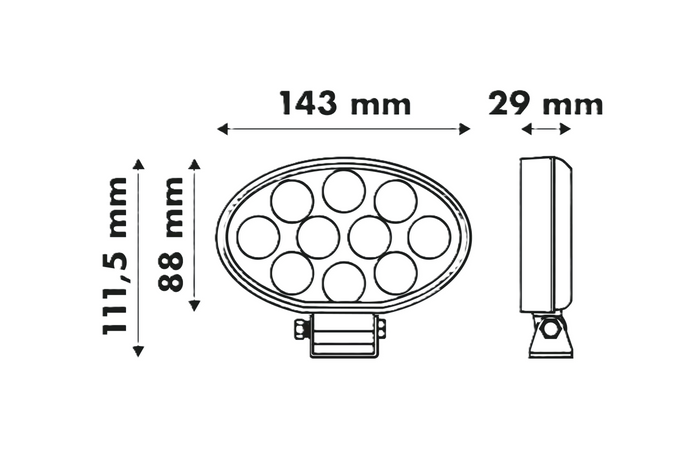 Réflecteur ovale pour lampe de travail LED LAYTZ LY7401, 40 LED, 4000 lm