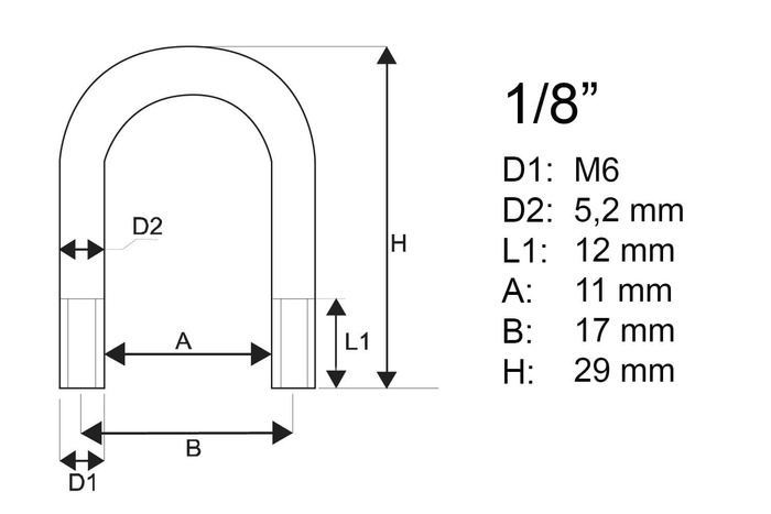Gegalvaniseerde klem type B met moeren en ringen M6 x 11 (1/8")