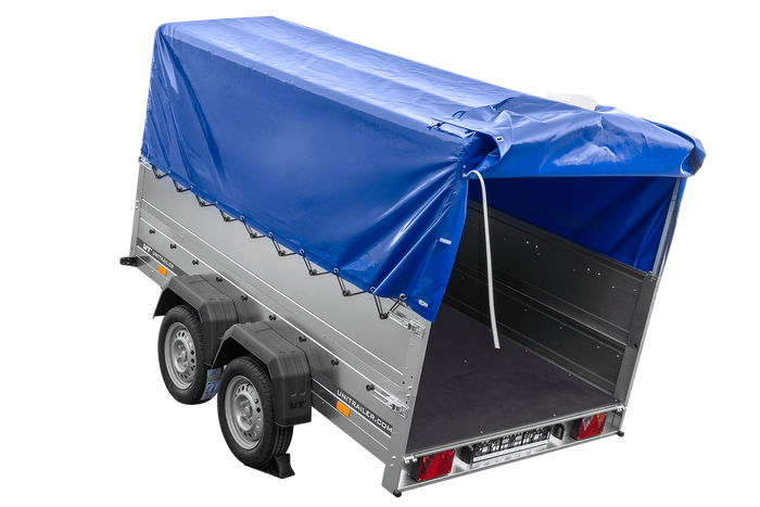 Remorque légère 264x150 UNITRAILER GARDEN 265/2 KIPP avec côtés BIS, châssis H-800 et bâche bleue