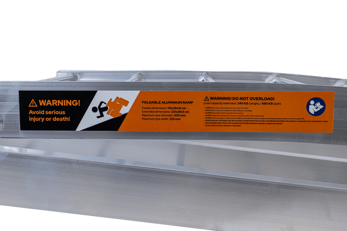 UNITRAILER ALR002 opklapbare aluminium oprijplaten voor aanhangers 221 cm 680 kg met riem, set van 2