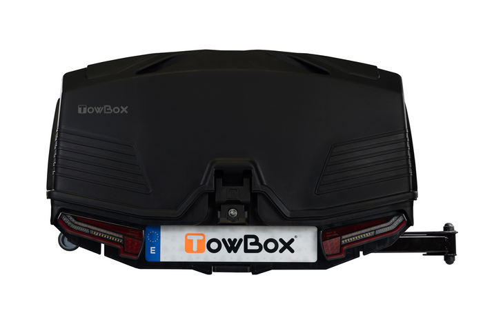 Coffre de rangement Towbox Camper Alpha noir LED (long) - coffre à bagages monté sur attelage