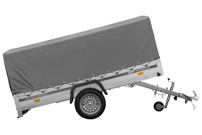 Remorque à un essieu avec côtés en aluminium 264x125 Unitrailer Garden 264 KIPP ALU avec châssis H-800 et bâche grise