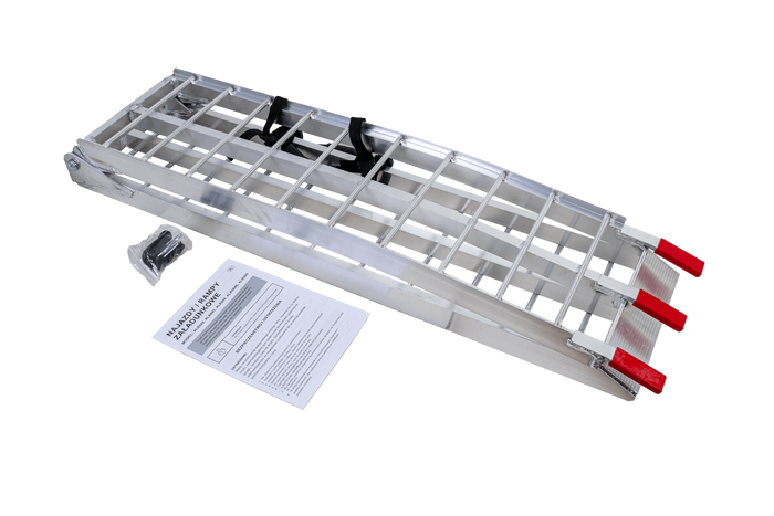 Rampes pliables UNITRAILER ALR002 en aluminium pour remorques, 221 cm, 680 kg, avec sangles, lot de 2