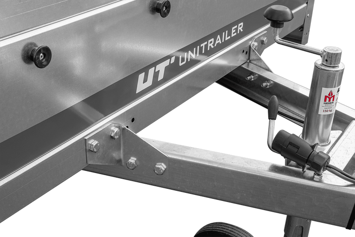 Unitrailer GARDEN TRAILER 230 FD remorque voiture avec roue jockey, côtés BIS et bâche plate bleue