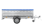 Remorque à essieu simple 264x150 UNITRAILER GARDEN 265 KIPP avec ridelles BIS, châssis H-0 et bâche bleue