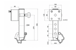 Support de manivelle extensible UNITRAILER JL1 pour remorque plateau 1500 kg 346-576 mm