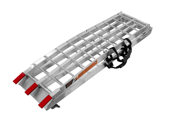 UNITRAILER ALR002 opklapbare aluminium oprijplaten voor aanhangers 221 cm 680 kg met riem, set van 2