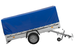 Remorque à un essieu avec côtés en aluminium 264x125 Unitrailer Garden 264 KIPP ALU avec châssis H-800 et bâche bleue