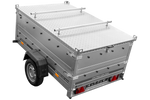 Remorque légère 200x125 UNITRAILER GARDEN 201 KIPP avec ridelles supplémentaires et bâche en aluminium