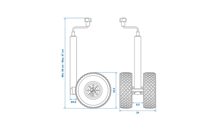ProPlus 341508 neuswiel, pneumatisch wiel, 300 kg, 48 mm, 660-870 mm