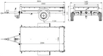Enkelassige aanhanger met aluminium zijwanden 230x125 Unitrailer Garden 230 KIPP ALU met H-800 frame en blauwe afdekking
