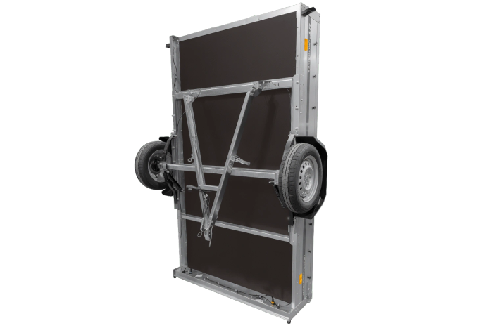 Remorque à un essieu sur ressorts UNITRAILER GARDEN 265/R KIPP 264x150 avec ridelles BIS, châssis H-800 et bâche grise