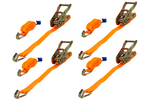 Ensemble de quatre courroies de transport UNITRAIER 6 m/25 mm/1 t orange avec tendeur