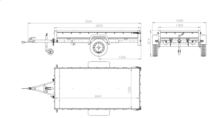 Autoaanhangwagen op veren 264x125 UNITRAILER GARDEN 264/R KIPP met BIS zijwanden, H-800 frame en blauwe afdekking