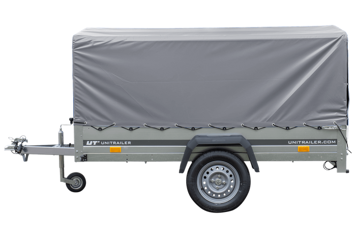 Enkelassige aanhanger 230x125 UNITRAILER GARDEN 230 FD met H-800 frame en grijze kap
