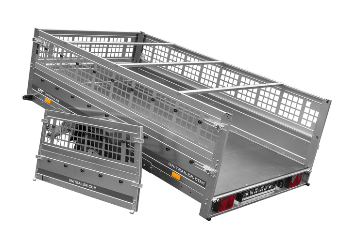 Lichte aanhangwagen 264x150 UNITRAILER GARDEN 265 KIPP met loofrekken, H-0 frame en grijze huif