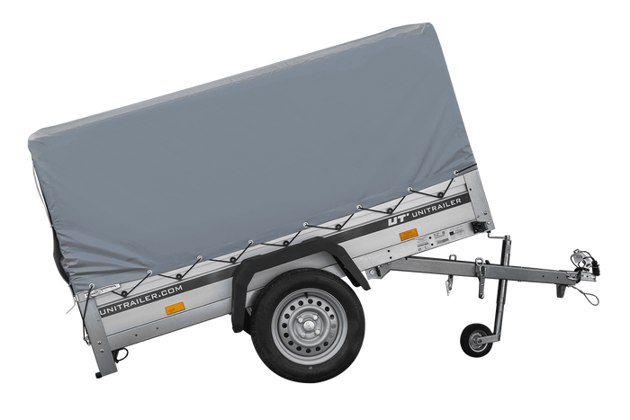 Remorque à un essieu avec côtés en aluminium 200x125 Unitrailer Garden 201 KIPP ALU avec châssis H-800 et bâche grise