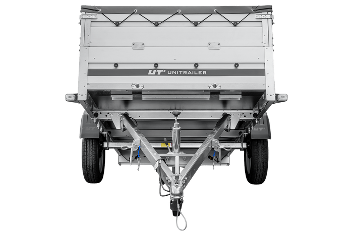 Remorque à un essieu avec ridelles en aluminium 264x125 Unitrailer Garden 264 KIPP ALU avec ridelles BIS, châssis H-0 et bâche grise