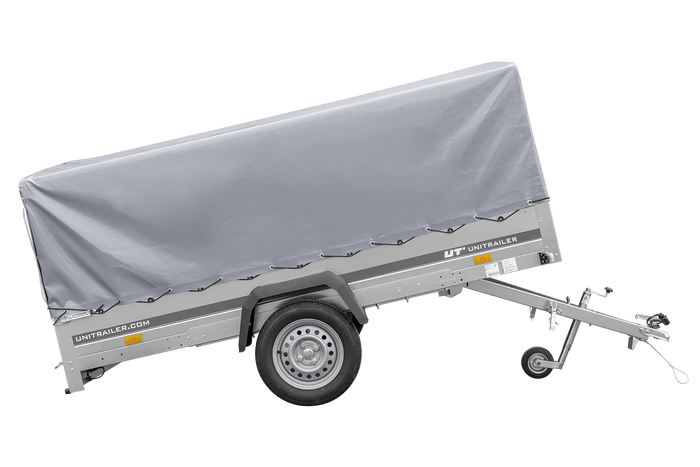 Remorque à un essieu 264x150 UNITRAILER GARDEN 265 KIPP avec arceau H-800 et bâche grise