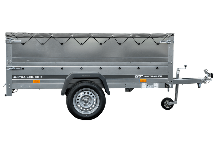 Garden Trailer 230 KIPP met steunwiel, BIS zijwanden, H-0 frame en grijze afdekking