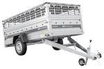 Enkelassige aanhanger 264x125 UNITRAILER FORCE 264 KIPP met gaaswanden, H-0 frame en grijze afdekking